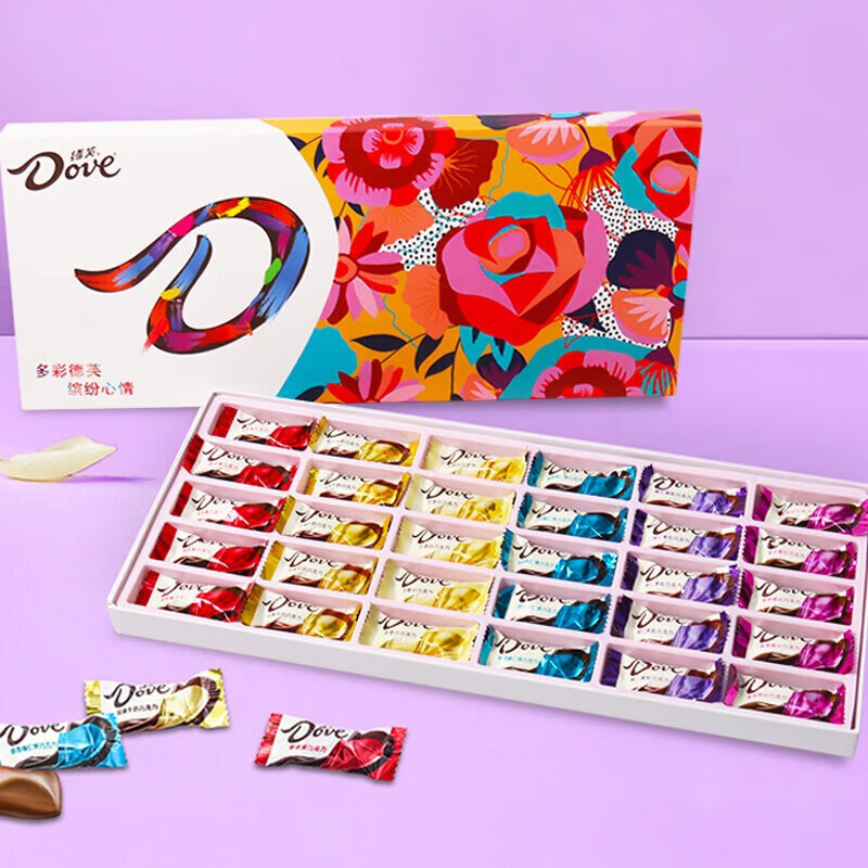 德芙（Dove）巧克力礼盒七彩缤纷圣诞节糖果生日礼物女生送女朋友老婆高档实用 七彩缤纷礼盒装177g