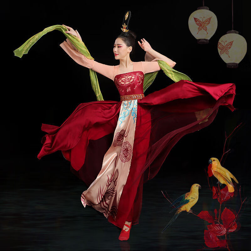 大唐喜乐牛美人关舞蹈服古典舞演出服装女飘逸唐制诃子裙王诗意同款