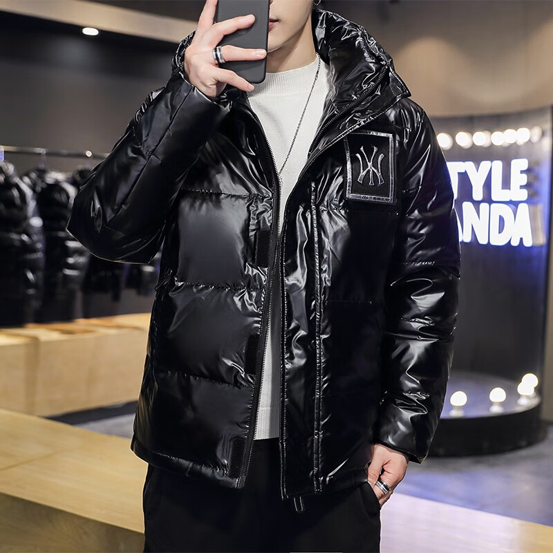 carbineer羽绒服男加厚保暖2020短款潮流帅气连帽亮面男装冬季外套