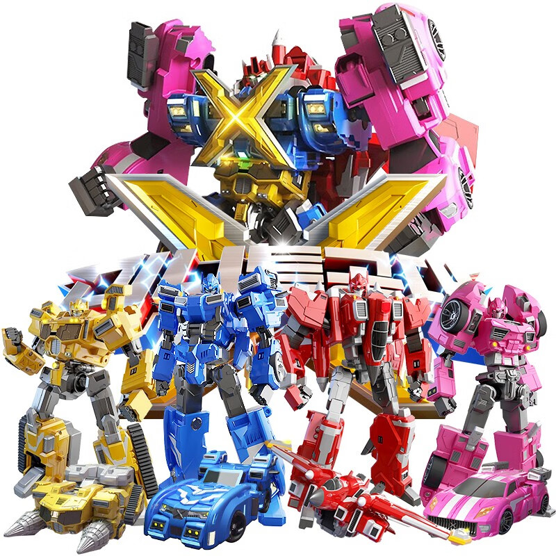 展高(jumpgo)迷你特工队玩具x机甲超级恐龙兽王威力量变形合体男儿童