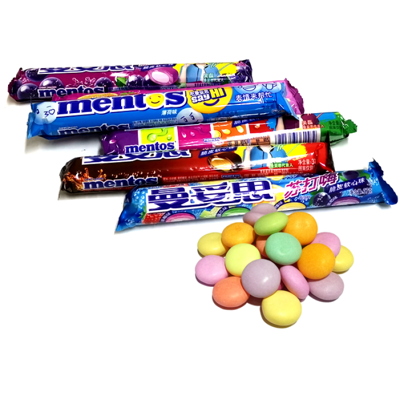 曼妥思 37g 曼妥思葡萄可乐苏打嗨脆皮软心珠霓虹水果劲嚼充气薄荷糖