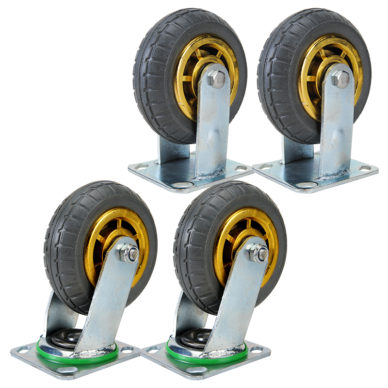 环默 重型橡胶万向轮轮子带刹车平板车手推车小拉车高弹力定向轮脚轮