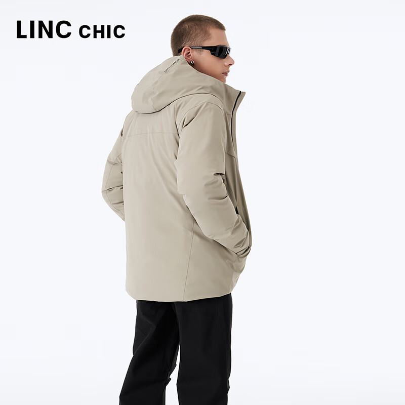 金羽杰冬季新款商务休闲羽绒服男短款反季连帽宽松轻暖冲锋衣N23801111 流沙色 S 适合120斤以下