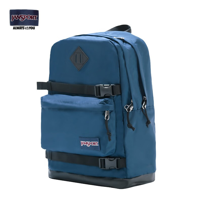 JANSPORT杰斯伯双肩包男背包书包女多隔层高中大学生包 47KX003 蓝色-侧袋+隔层