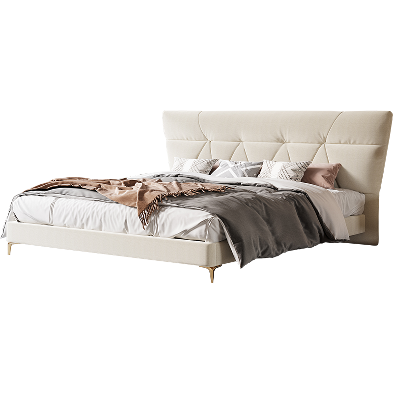 Ankoil 意式极简床设计师磨砂绒布软床北欧简约布艺轻奢主卧大床  进口磨砂绒布床 1.5*2.0m