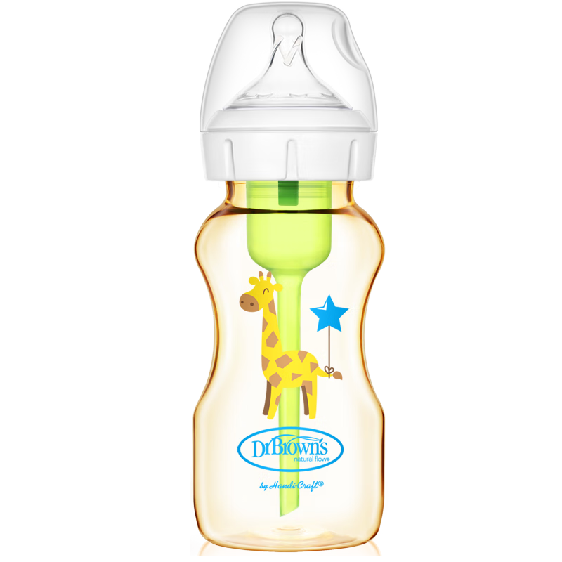 布朗博士PPSU奶瓶 6-9月寶寶斷奶 防脹氣防嗆 防摔寬口徑奶瓶270ml 長頸鹿