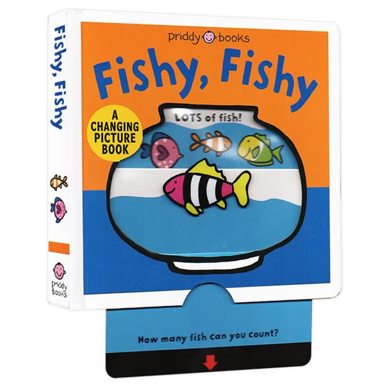 英文原版绘本 Fishy, Fishy 幼儿颜色启蒙认知 抽拉操作纸板书 Red Car Green Car同系列 Roger Priddy单词学习书 . 绿山墙图书