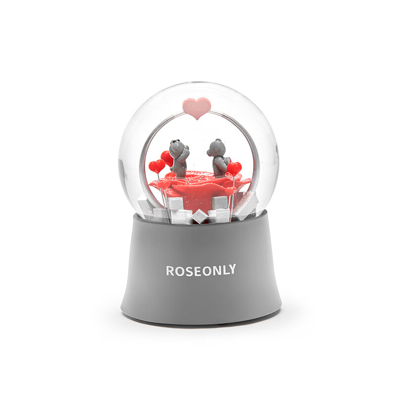 ROSEONLY(诺誓) 玫瑰永生花水晶球音乐盒摆件 创意礼品 每天都是情人节音乐球