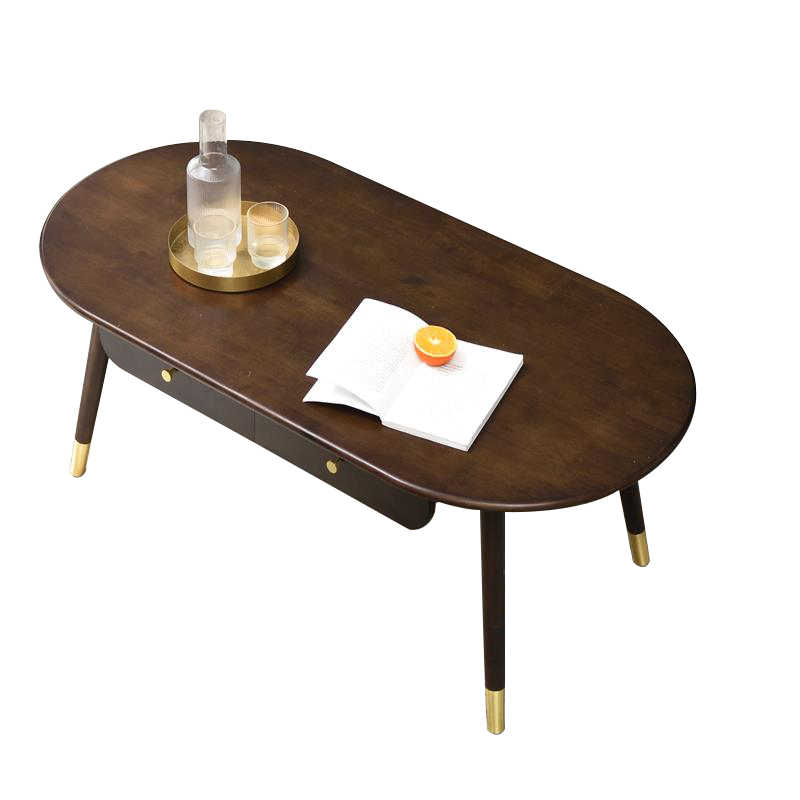 艺柳园 茶几 实木客厅茶几家用多功能带储物茶桌现代简约小户型茶几桌客厅桌子 【轻奢款】橡胶木+黄铜配饰