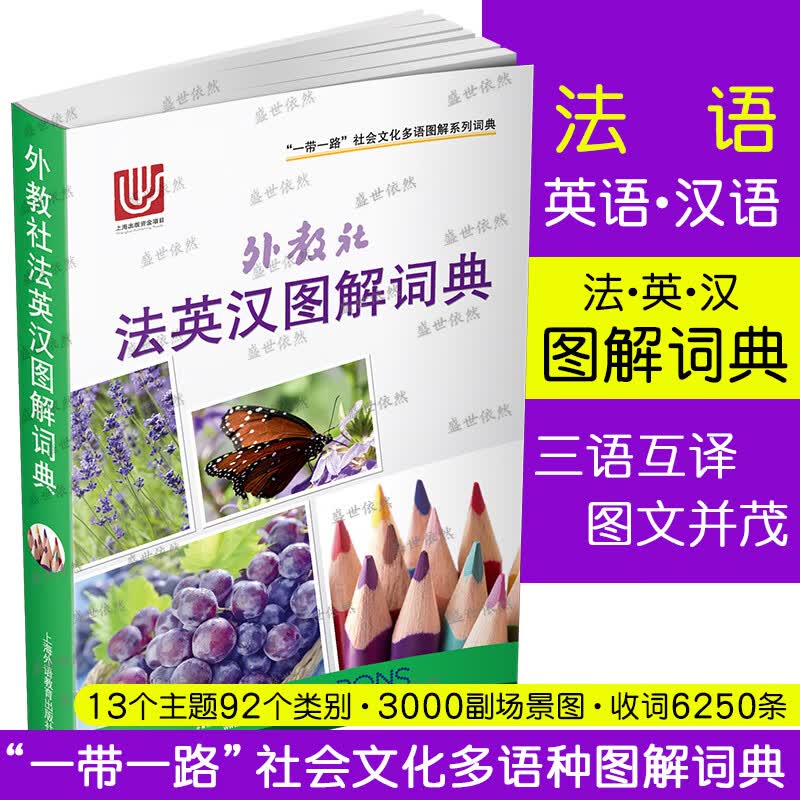正版/法英汉图解词典(法语英语汉语三语对照)外教社一带一路社会