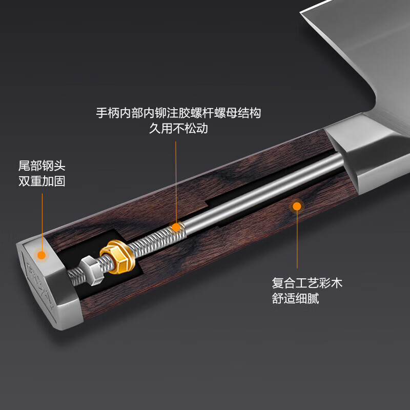 十八子作菜刀阳江刀具 家用斩切菜刀切片刀砍斩骨刀 复合钢80cr13 SL2103 切片刀【切菜切肉】