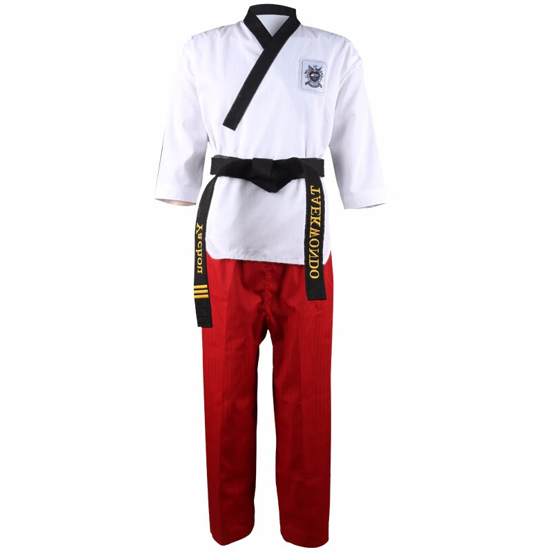 競派品勢服跆拳道道服成人兒童男女跆拳道表演服品勢服訓(xùn)練服教練服 品勢服（上衣白色+褲子紅色） L