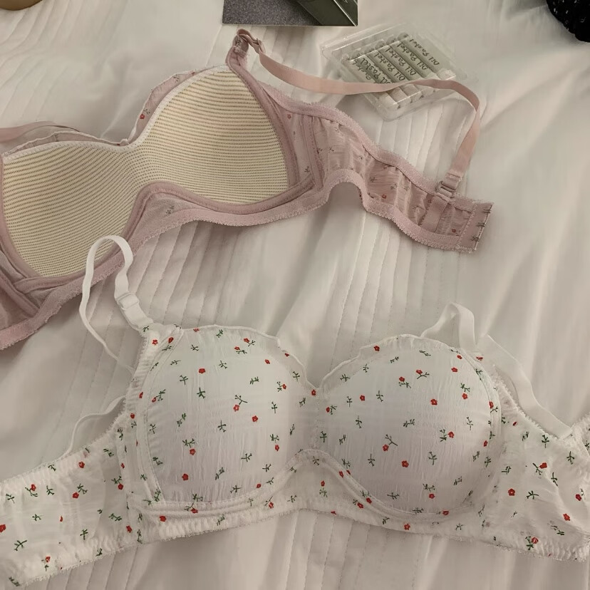 天颛广州汕头内衣批发无钢圈大胸显小胸聚拢学生文胸收副乳防下垂碎花