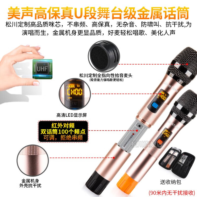 松川国际（SOONTRAN）SG3-15广场舞音响大功率拉杆音响超大音量户外K歌无线便携式蓝牙音箱低音炮家用移动扩音播放器 SG3-15【15吋三分频+双话筒】