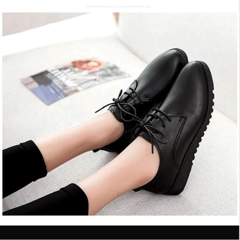 冉同上班穿的黑色鞋子女士工作鞋职业鞋平底舒适正装皮鞋秋冬季款女军