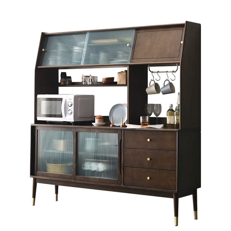 家逸实木餐边柜简约现代一体靠墙碗柜酒柜子家用置物柜厨房茶水柜 1.5米