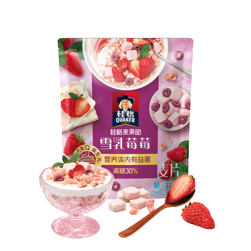 QUAKER 桂格 甜品麦果脆 雪乳莓莓305g水果燕麦片