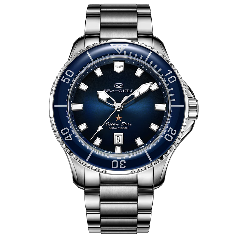 海鸥手表价格趋势分析：海洋系列自动机械表男表日历夜光300米防水腕表走势稳定