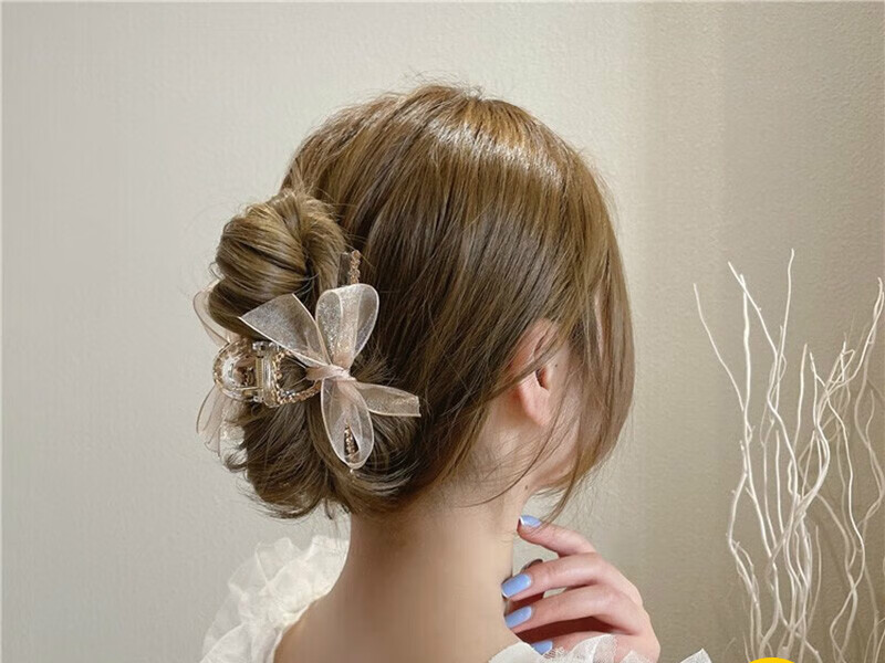 结抓夹后脑勺发夹女2021夏气质鲨鱼夹头发夹子发卡盘发 【香槟色】