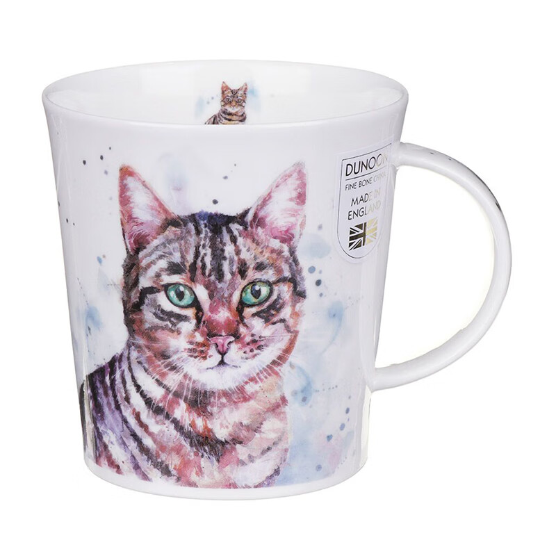 丹侬(dunoon)英国骨瓷马克杯猫咪肖像画咖啡杯可爱陶瓷杯子彩绘高颜值