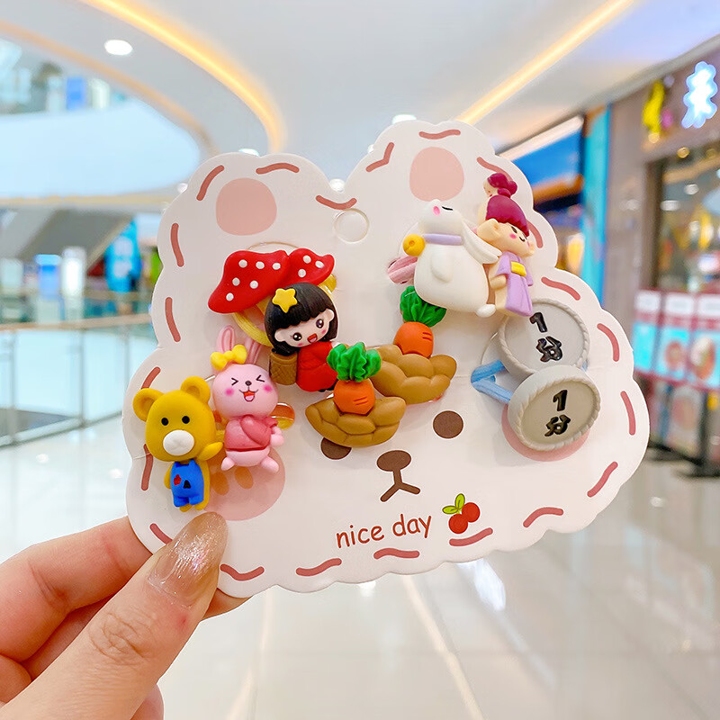 小女孩不伤发年新款可爱卡通宝宝扎马尾发绳皮筋发饰 4#一分钱10件套