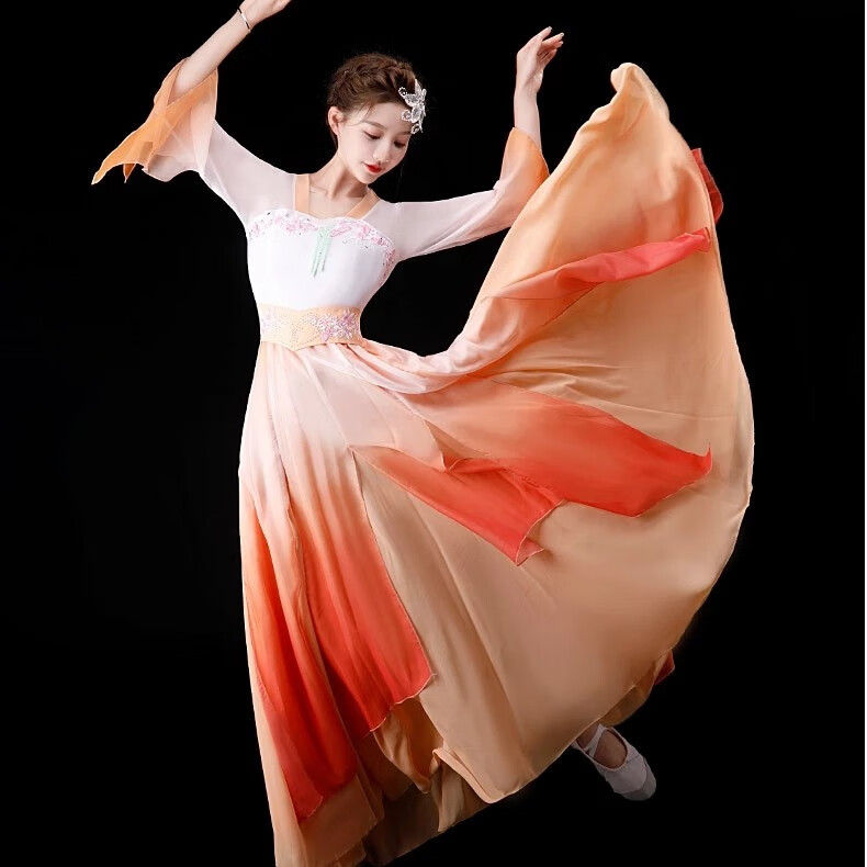 尼汉唐舞蹈服中国风古典舞纱衣女飘逸身韵纱衣媚舞服湘云飞舞蹈服装