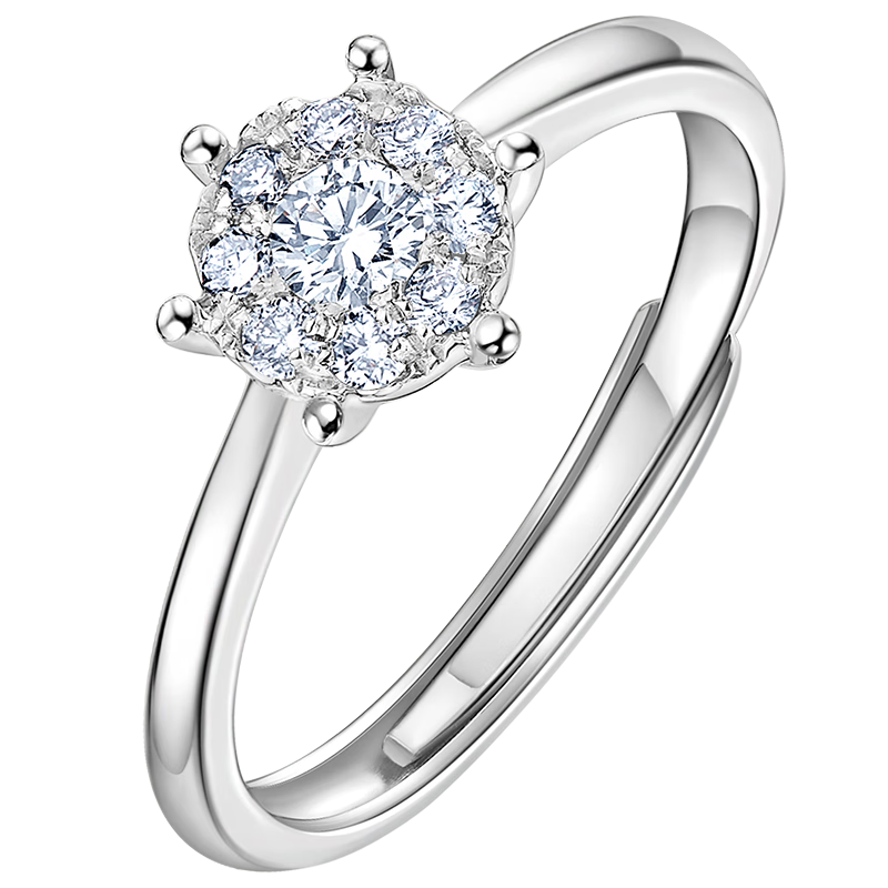 喜钻1克拉效果铂金活口可调节钻戒结婚求婚钻石戒指