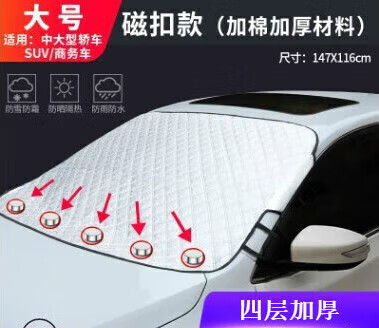 汽车雪挡长安CS15/35/55/75PLUS/95汽车前挡风遮阳挡罩太阳挡防雪罩磁吸雪档防霜冻车罩 5磁扣款雪挡+后视镜套【越野车】