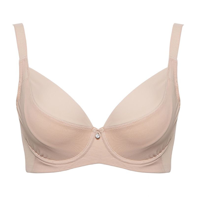 软钢圈文胸性感全罩杯薄款胸罩聚拢收副乳调整型内衣女 釉肤色 70c