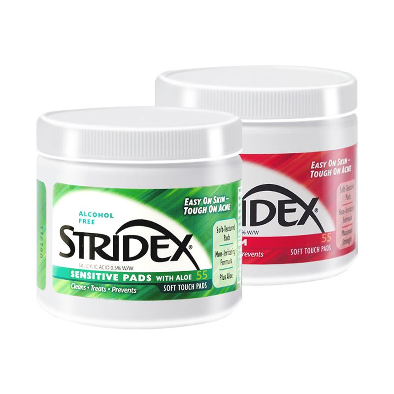 施颜适STRIDEX水杨酸棉片组合装(温和型+加强型)125g*2（美国进口  疏通毛孔  控油抗痘 黑头粉刺） 110元