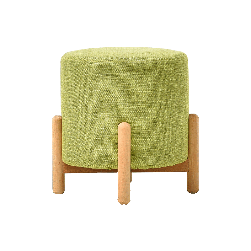 积木部落 jimubuluo 客厅家用小凳子布艺圆凳茶几板凳实木沙发凳矮凳时尚创意换鞋凳 原木腿抹茶色