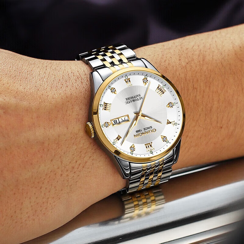 冠琴（GUANQIN）手表男士全自动机械表瑞士名表十大品牌进口机芯夜光防水高端男表 【典藏版】高贵间金【升级进口机芯】