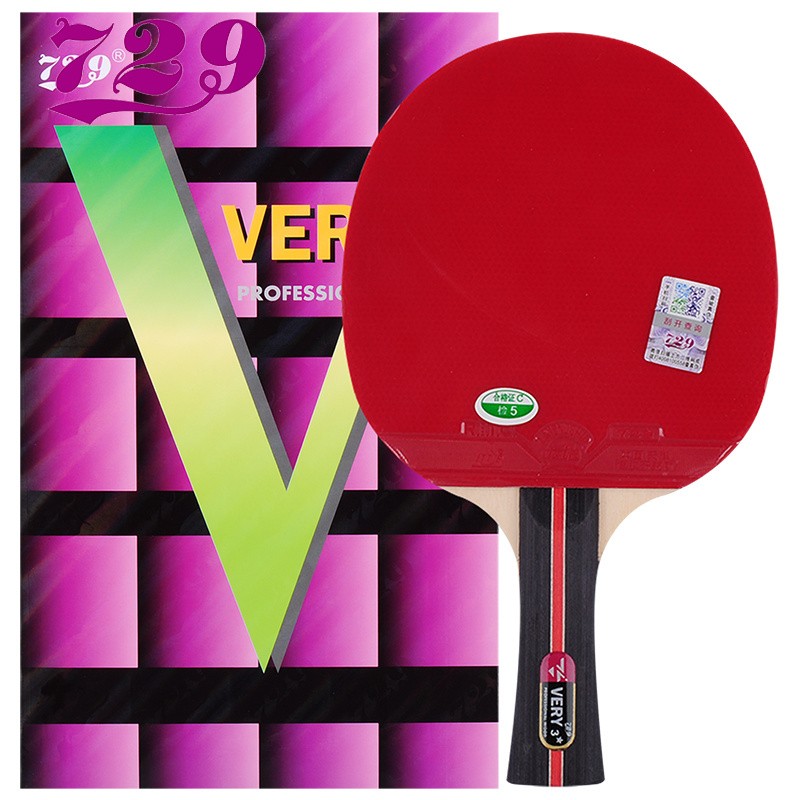 729 乒乓球拍横拍单只 3星三星专业级 双面反胶 长柄