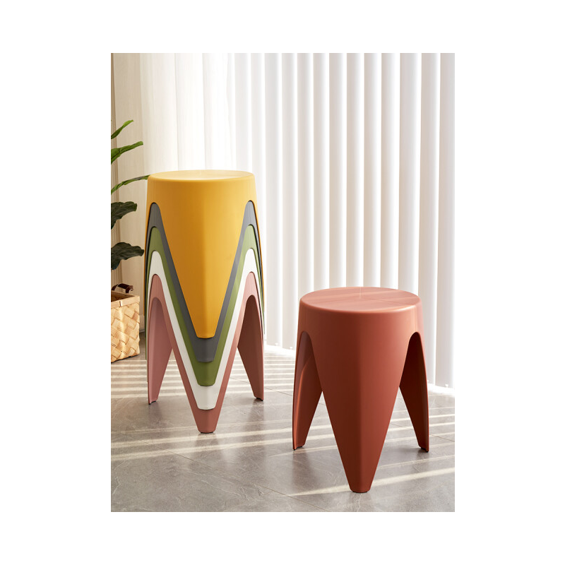 从野家具北欧加厚圆凳创意塑料凳子家用高凳简约餐凳可堆叠梳妆凳时尚椅子 象鼻凳浅灰色「正品出口款」 承重800斤