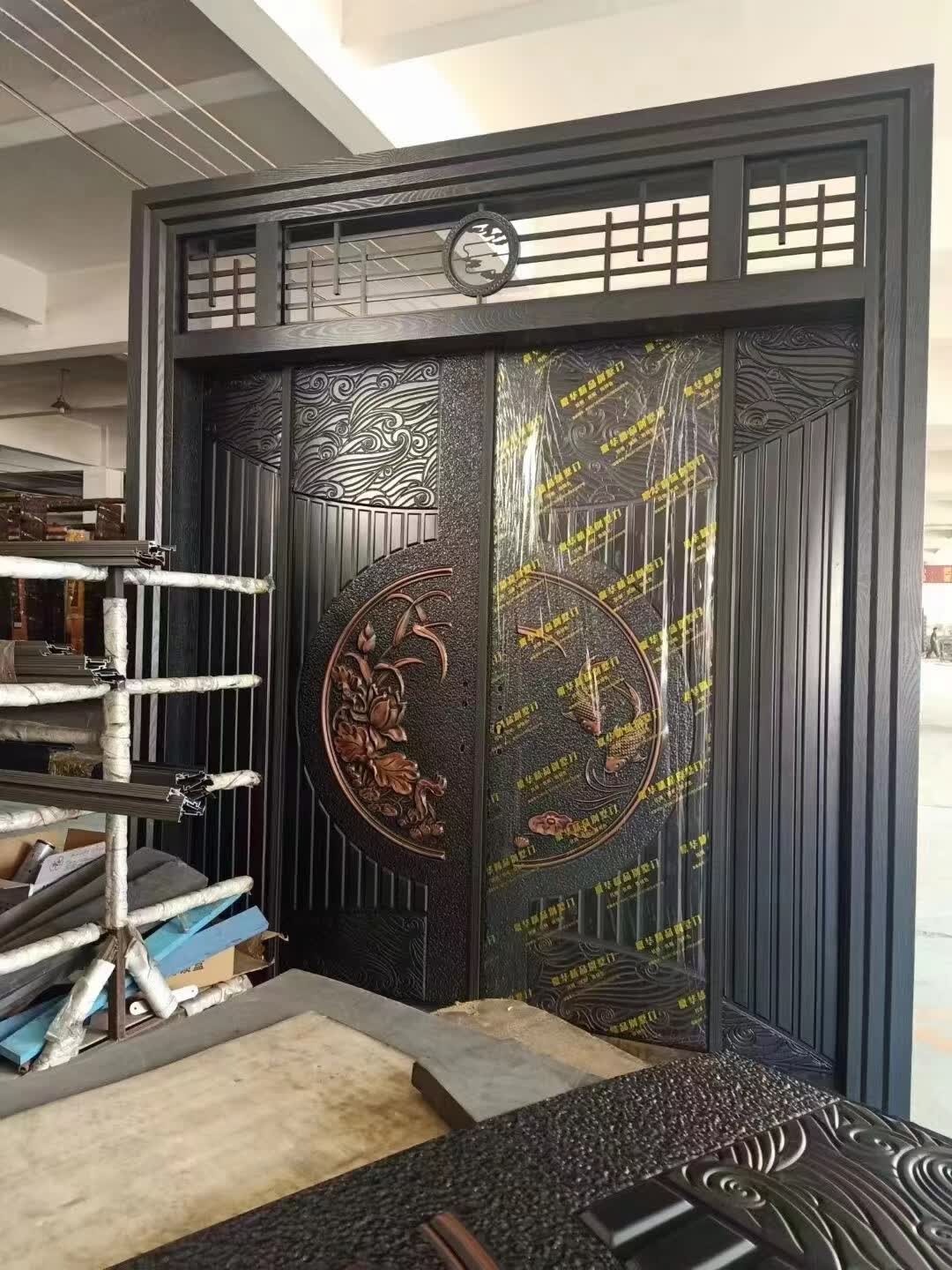 农村自建房进户大门家用堂屋防盗门定制 豪华仿铸铝卡门-四开子母11号