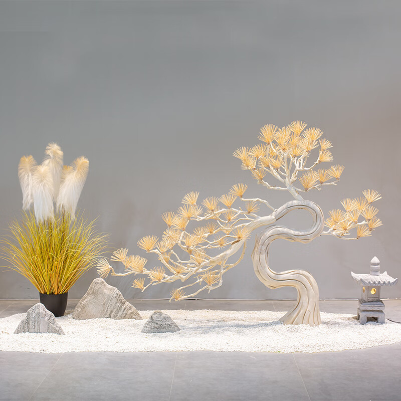 九叶草迎客松仿真树大型假树新中式造景室内外松树酒店橱窗装饰摆件绿植 定制造型尺寸联系客服