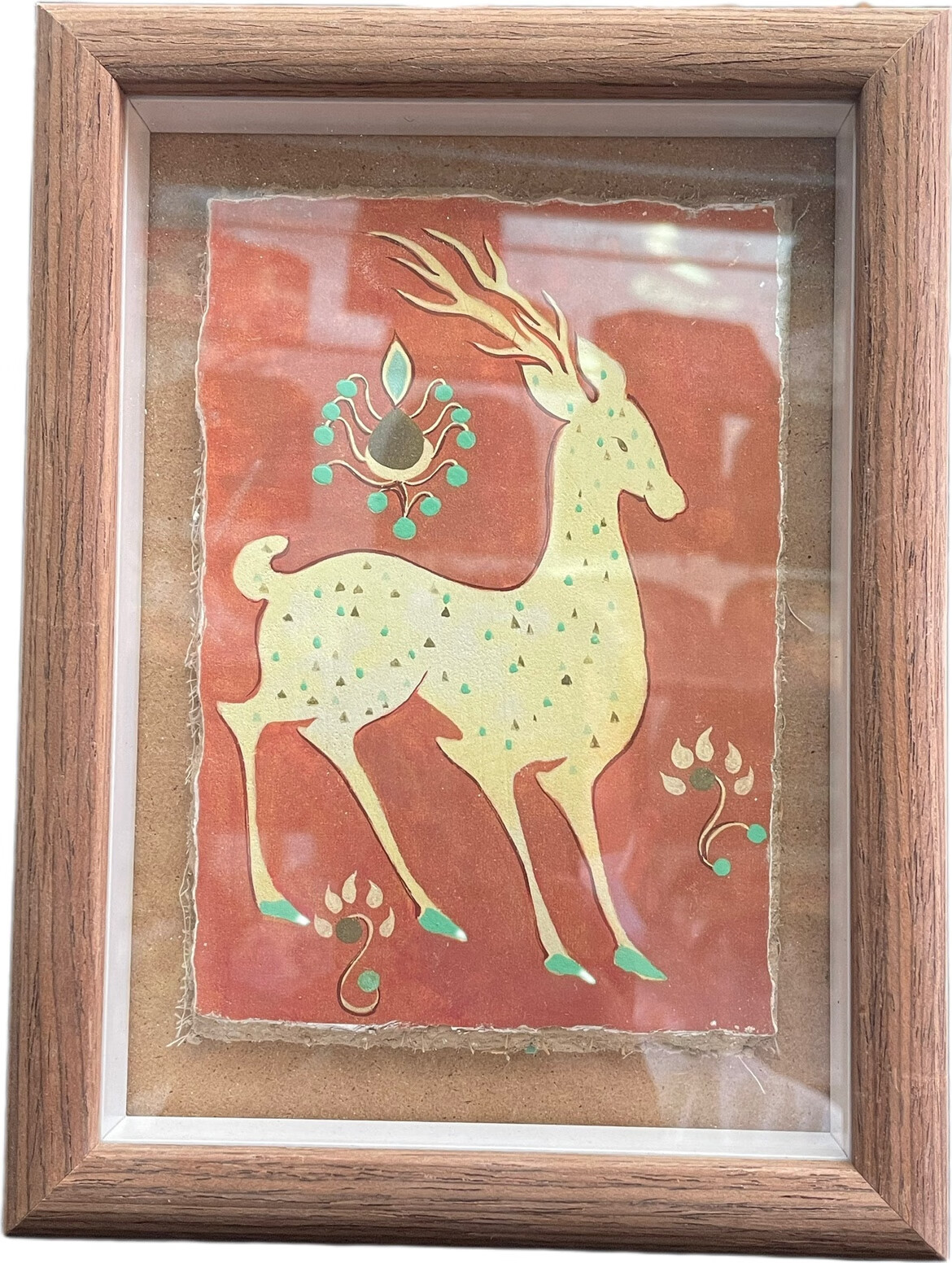 千团精工敦煌文创墙皮画莫高窟壁画飞天泥板画装饰画泥皮画纪念品7寸 