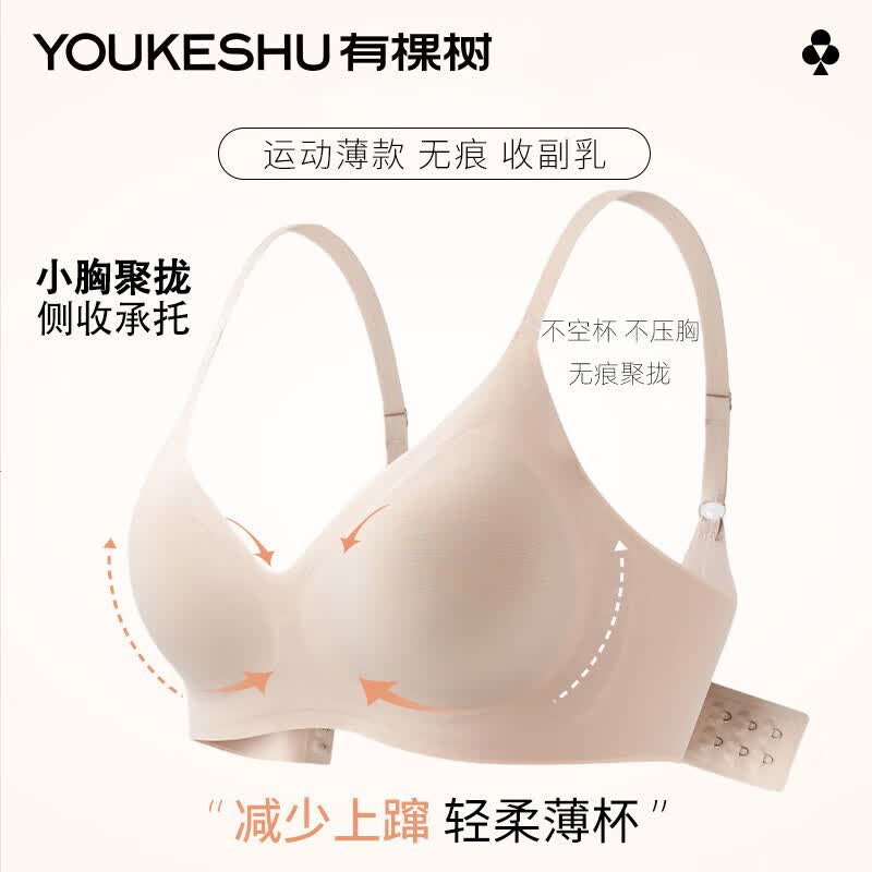有棵树C级内衣女士无钢圈不显大胸聚拢胸罩美背薄款无痕文胸bra肤色 M怎么样,好用不?