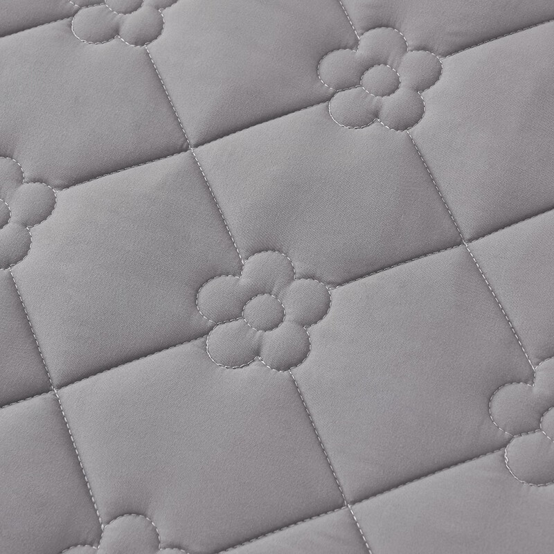 诸禄家纺 床笠式床裙二合一四件套A类原棉夹棉床罩床围裙四季2025新款 太阳花-夜灰 床裙款 2.0m四件套