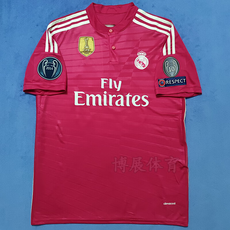 宁皙14-15赛季皇马粉色客场长-袖7号c罗4号拉莫斯复古训练服球衣 短