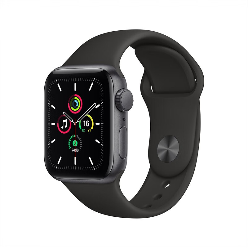 苹果（Apple） Watch Series 6代/SE 智能手表 GPS 2020新款苹果手表 深灰色铝金属表壳+黑色运动表带 【S6】 40mm GPS版