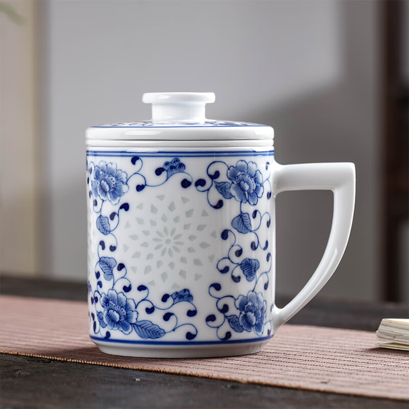 室茶水杯茶水分离喝茶杯子陶瓷青花瓷茶杯玲珑杯景德镇礼品套装佳诚德