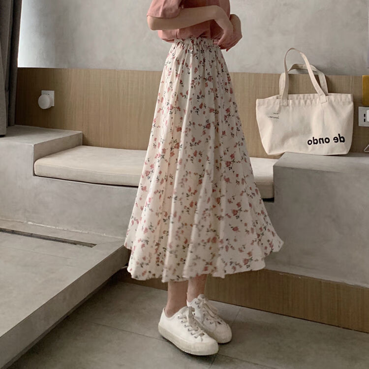 下半身长裙沙沙裙少女高中生半截裙半身裙a字碎花仙女超仙森系仙气小