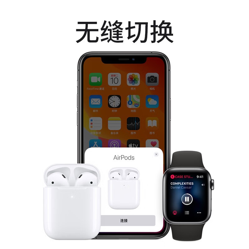 苹果（Apple） airpods2苹果无线蓝牙耳机二代 支持苹果手机/iPad Pro3三代 AirPods2有线充电版+卡通保护套