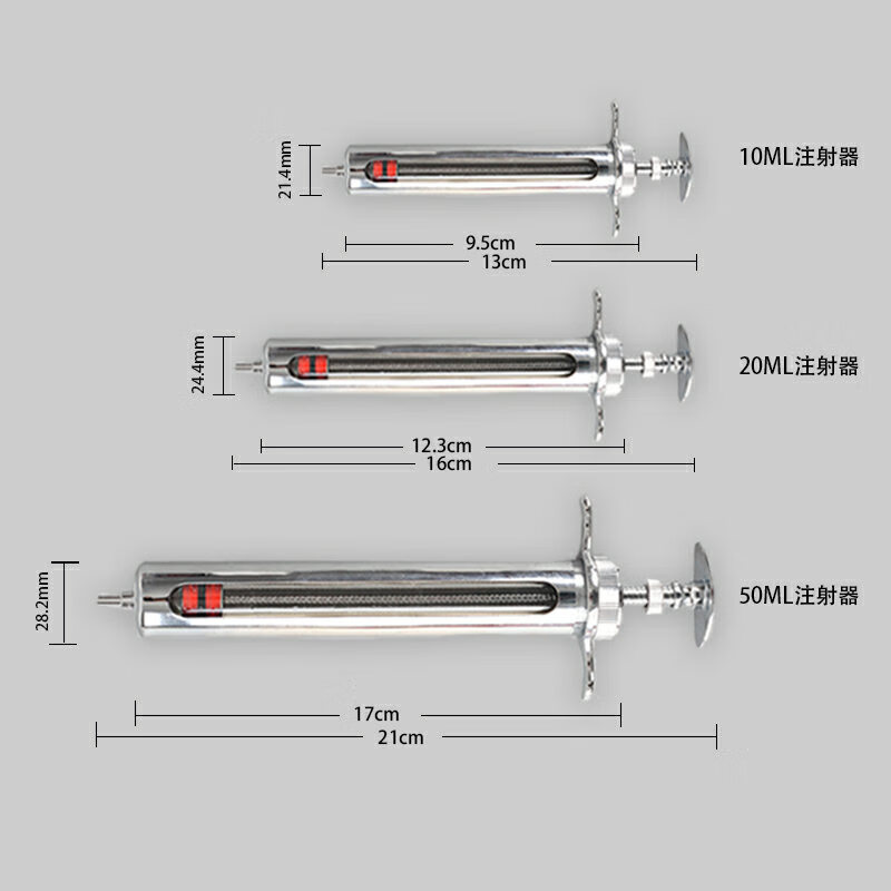 兽用注射器精品针筒猪牛羊不锈钢注射器针管针头10ml20ml50ml 型