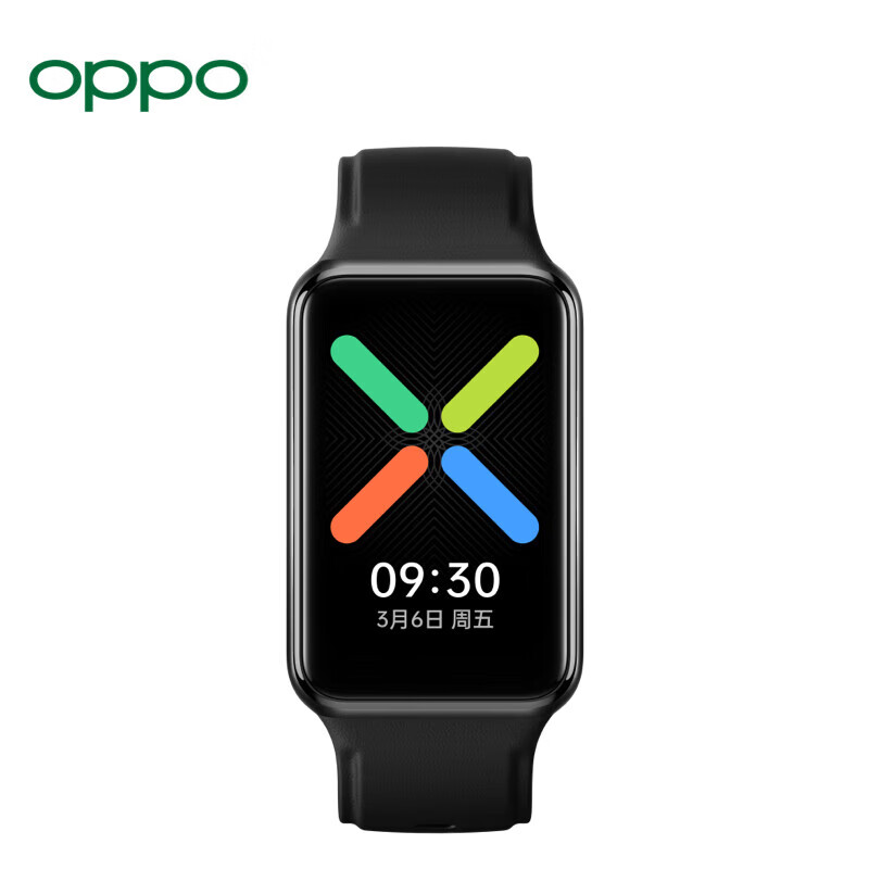 OPPO Watch Free 标准版 蓝牙智能手表 1.64英寸 静夜黑PC加纤表壳 静夜黑硅胶表带 (GPS、血氧、运动)