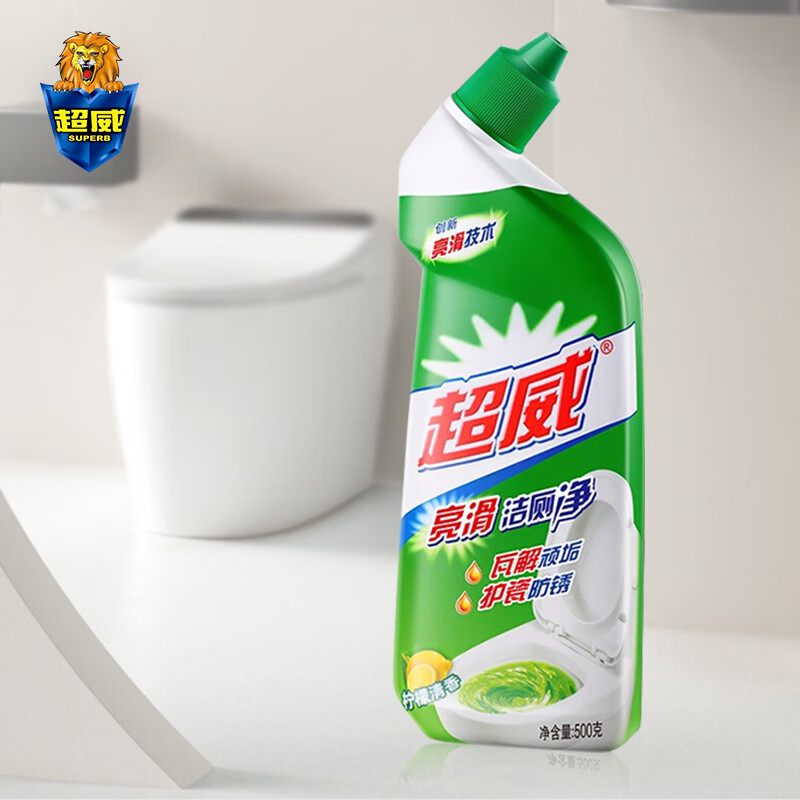 超威（SUPERB）亮滑洁厕灵马桶除菌清洁液卫生间除垢去污剂净厕所除臭去渍宝 超威亮滑洁厕液500g*1瓶