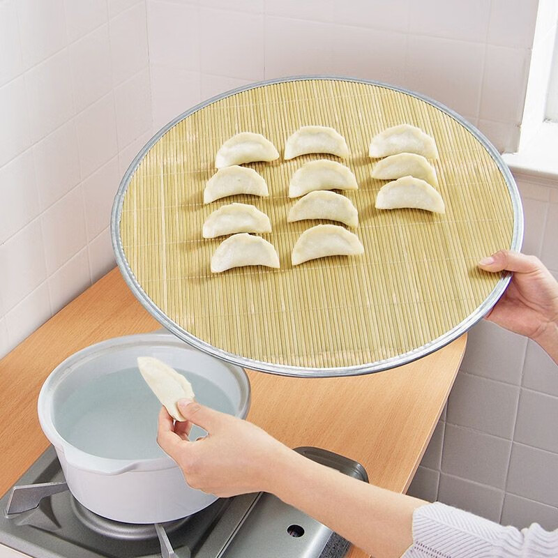 宏正盈双面竹子饺子帘家用圆形饺子垫餐桌垫竹盖帘面食帘水饺托盘垫子