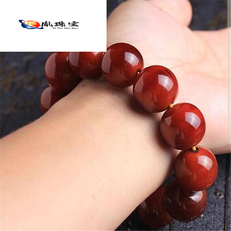 素珠手串男女款红色圆珠牛角手链念珠2023年 12mm17颗