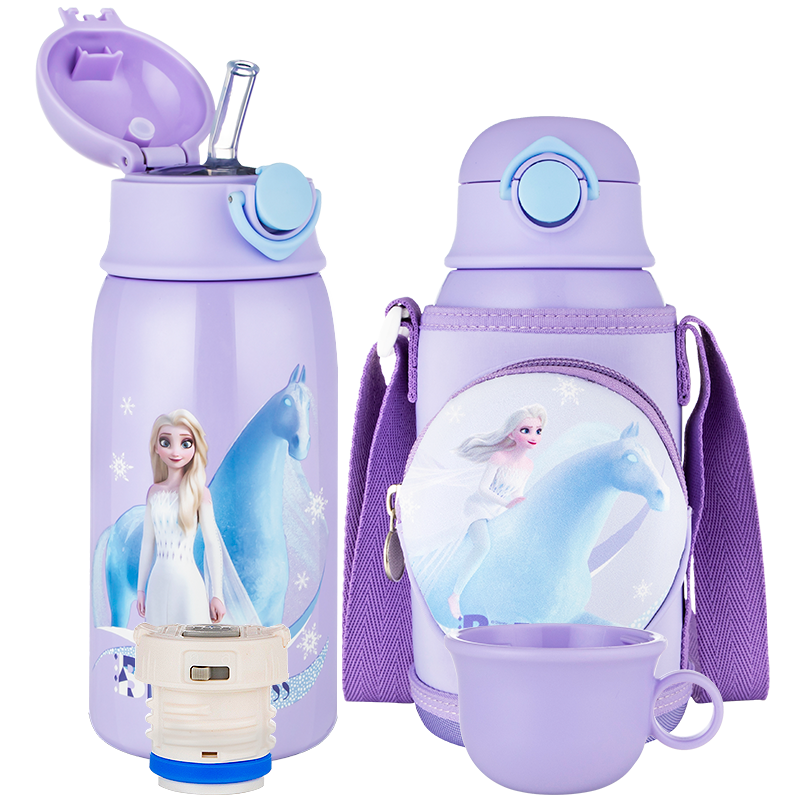 迪士尼（Disney）儿童保温杯礼盒双盖吸管婴儿水杯学生316不锈钢保温壶620ML艾莎